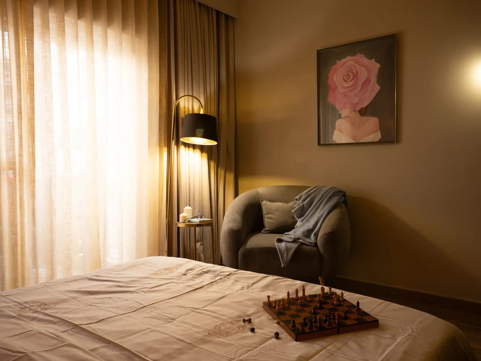 Bedroom seating corner by the window — Amlan's Residence